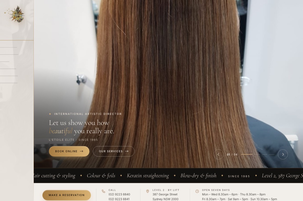 L'Etoile Elite hair salon website